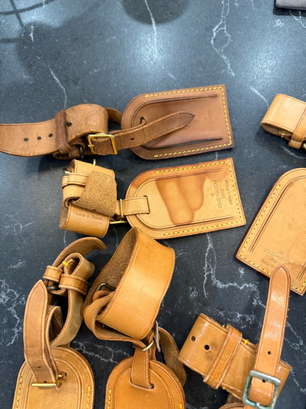 Louis Vuitton Tan Leather Luggage Tag Lot with strap - Picture 4 of 4